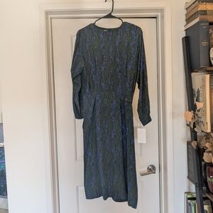 Vintage Green and Blue Silk Dress